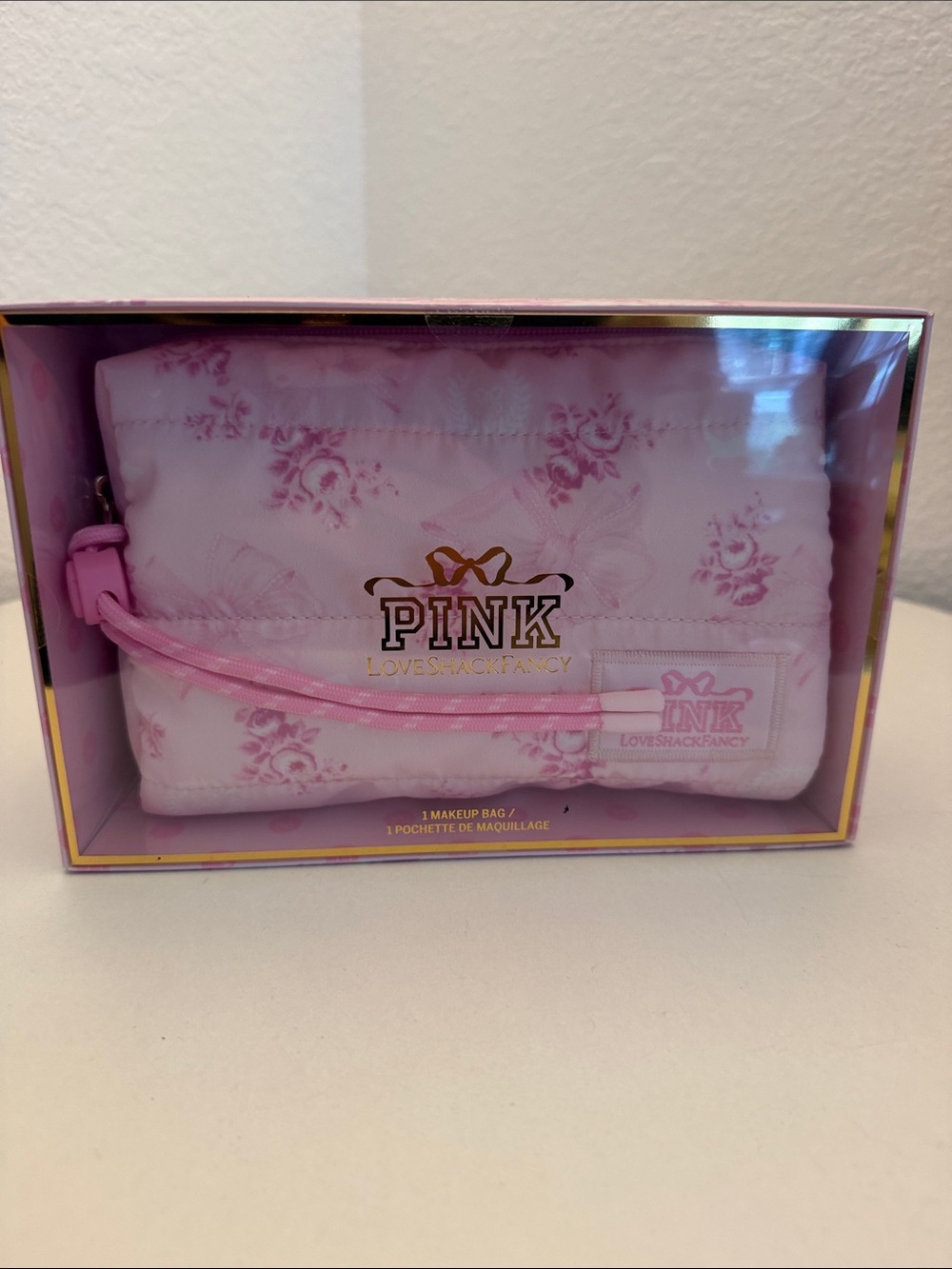 PINK Loveshackfancy Pink Floral Makeup Bag